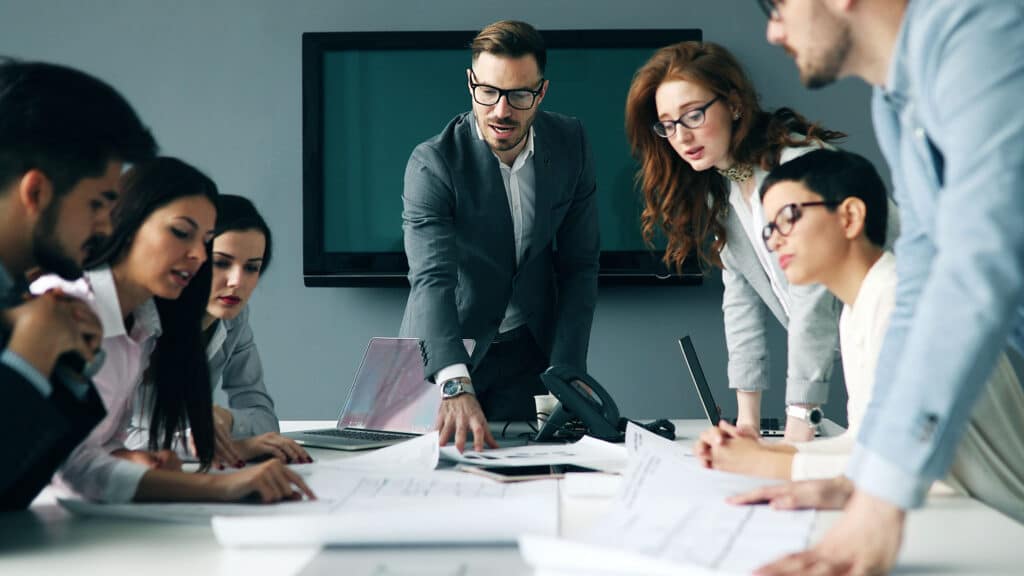 Business people conference in modern meeting room